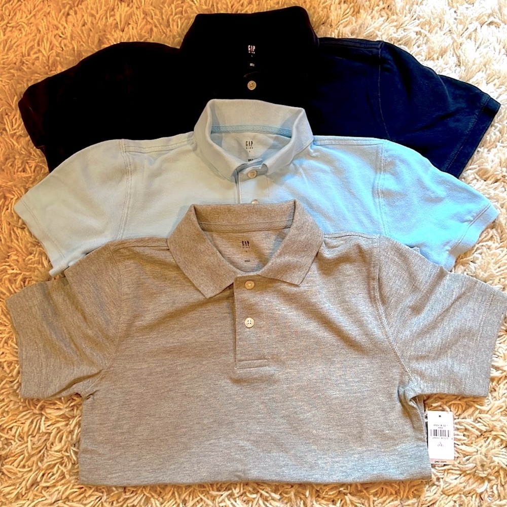 GAP Boys Size Large (10) Polo Shirts navy, light blue & gray